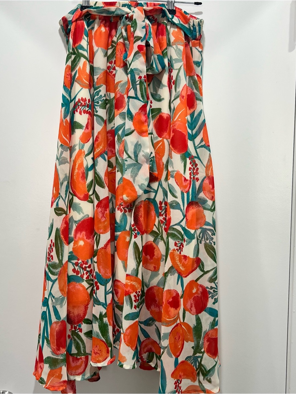 Truly 4 You Peach Print Maxi Skirt - Vibrant Orange Pattern
